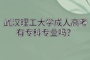 武汉理工大学成人高考有专科专业吗？