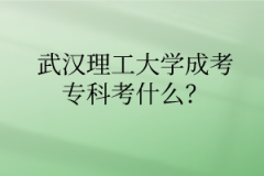 武汉理工大学成考专科考什么？