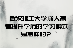  武汉理工大学成人高考提升学历的学习模式是怎样的？