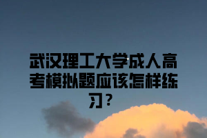 武汉理工大学成人高考模拟题应该怎样练习？